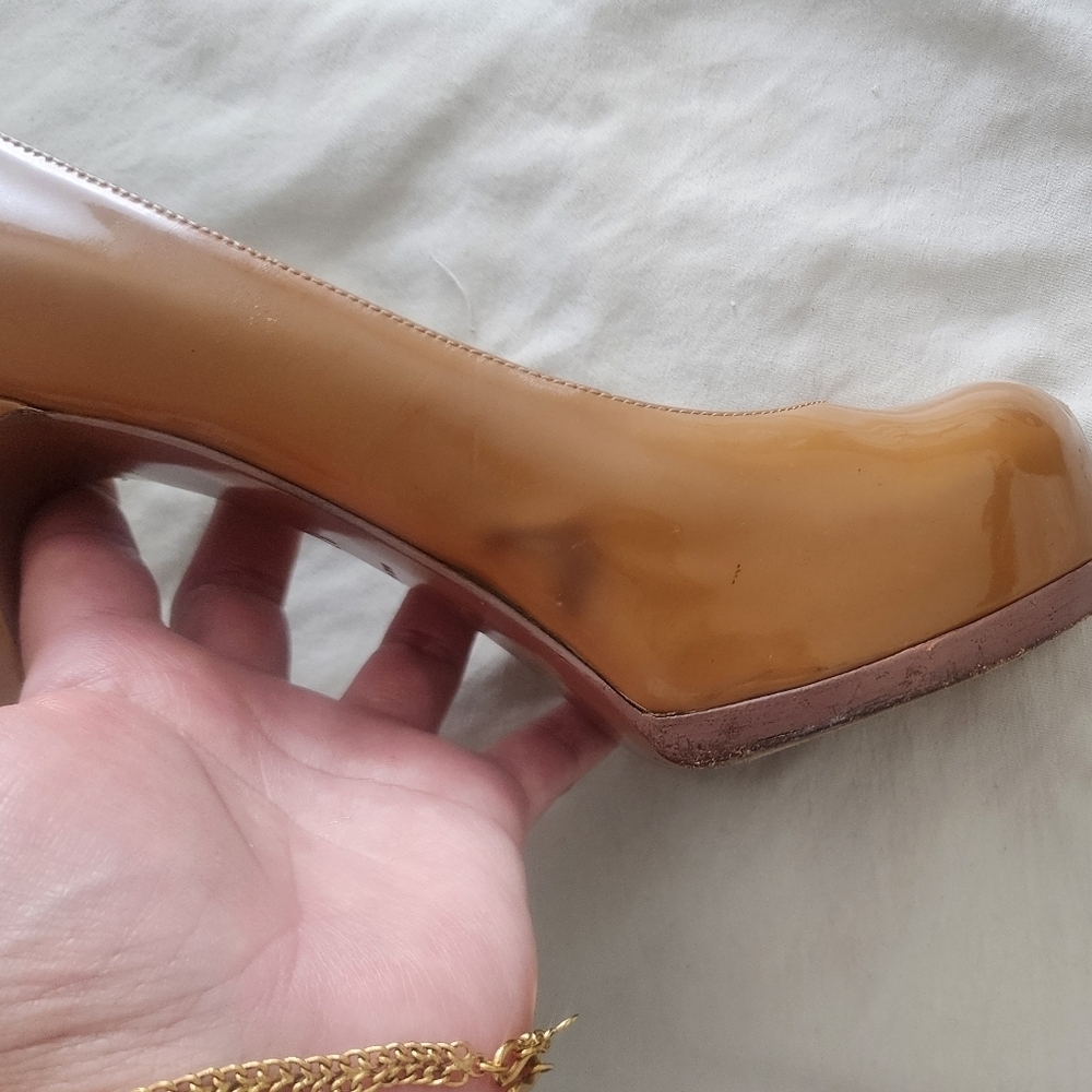 Yves Saint Laurent Nude Patent Leather Tribtoo 80 Pumps Size 37 - Picture 4 of 10
